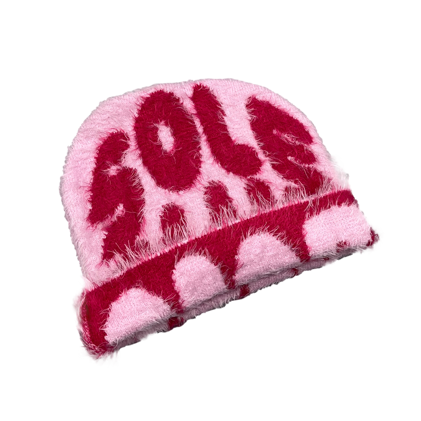 Pink Mohair Beanie | One Size | Reversible & Chic