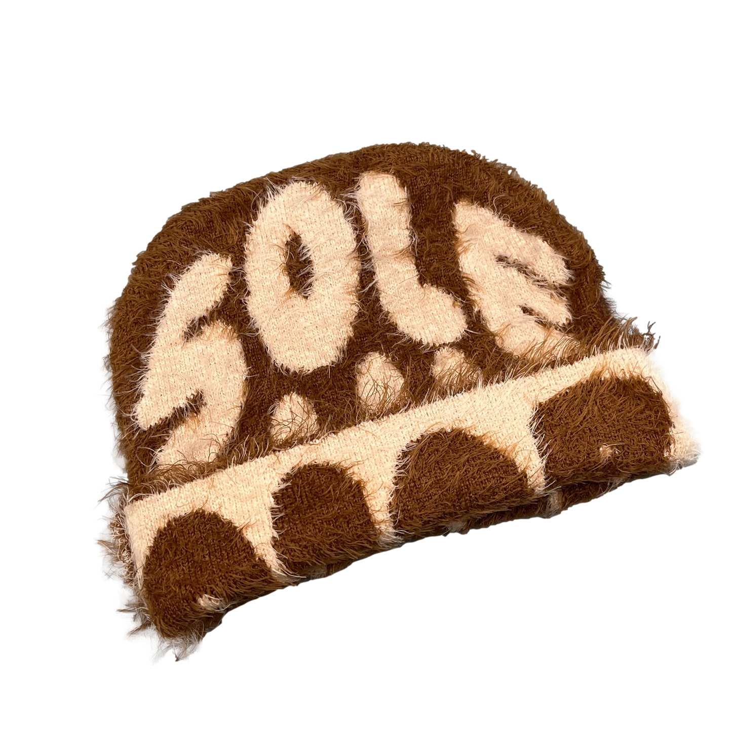 Brown Mohair Beanie | One Size | Reversible & Cozy