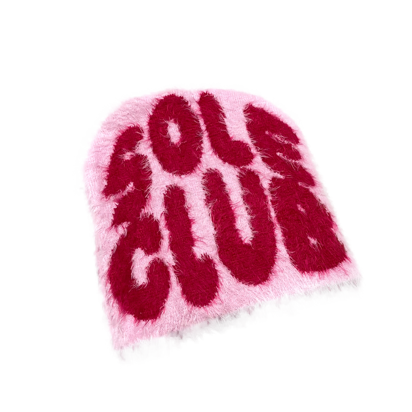 Pink Mohair Beanie | One Size | Reversible & Chic