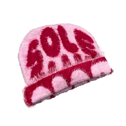 Pink Mohair Beanie | One Size | Reversible & Chic