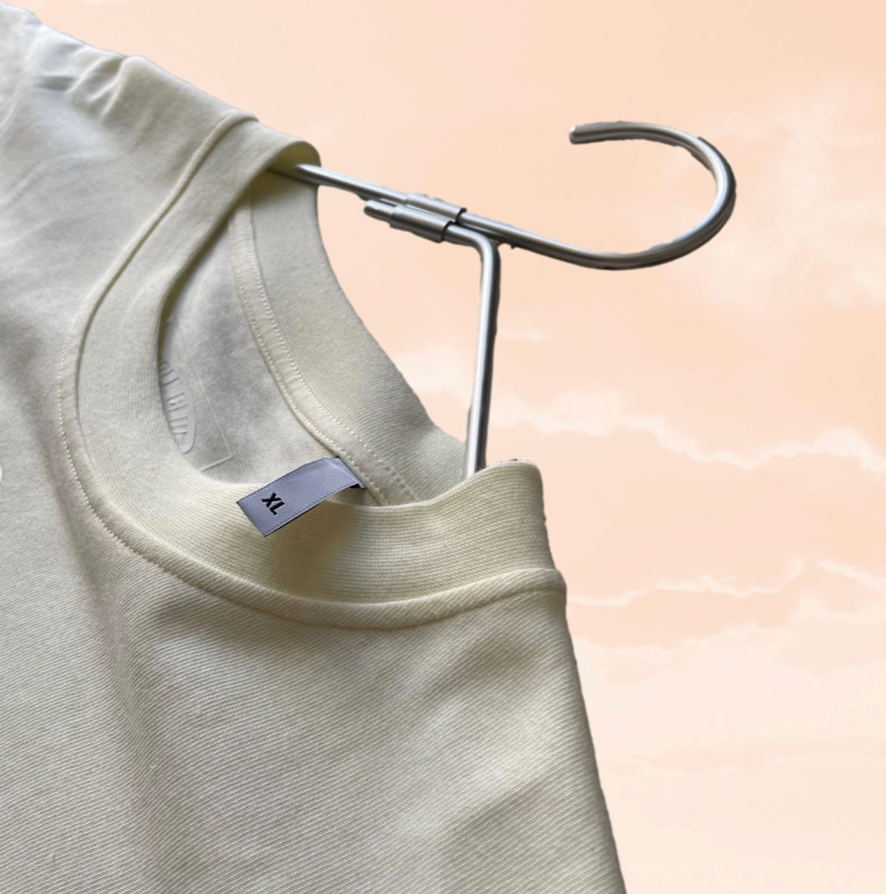Beige Center Logo T-shirt | Oversized Fit | 100% Cotton