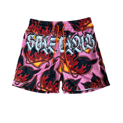 Evil Hearts Pink Shorts | 6" Inseam | Bold Summer Style